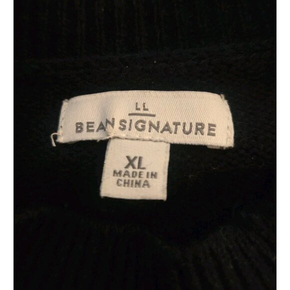 LL Bean Signature Navy Blue Striped Sweater XL Wool Blend Womens Button Neck - Picture 6 of 7